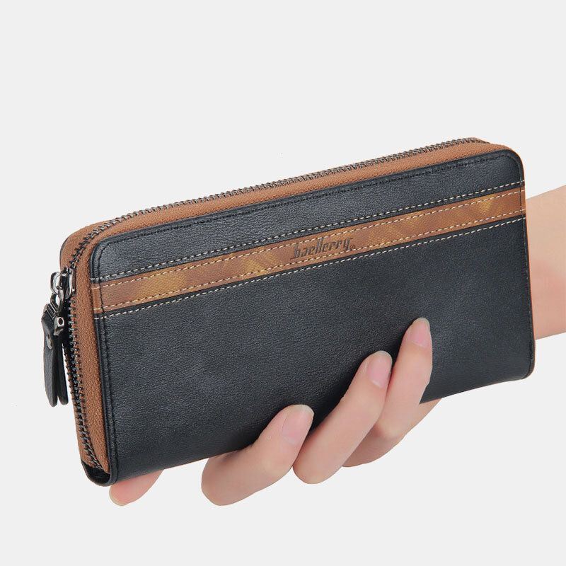 Heren Unisex Kunstleer Multifunctionele Rits 6.3 Inch Telefoon Tas Clutch Portemonnee Multi-slot Kaarthouder Portemonnee