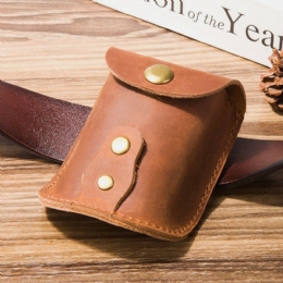 Heren Vinatge Echt Leer Slijtvaste Effen Kleur Portemonnee Belt Bag