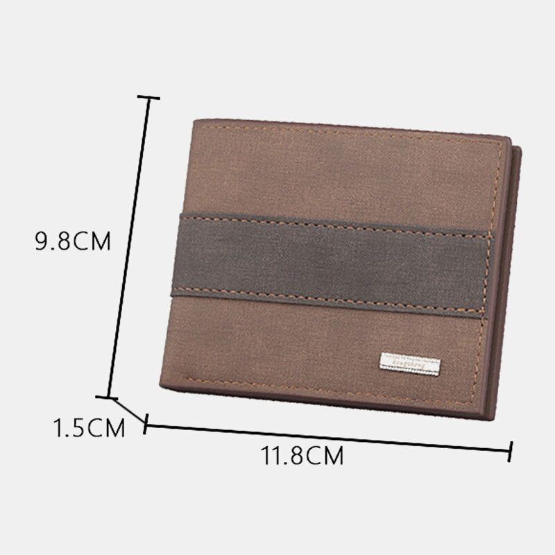 Heren Vintage Kunstleer Multi-slots Card Case Bifold Kleur Bijpassende Korte Portemonnee Portemonnee