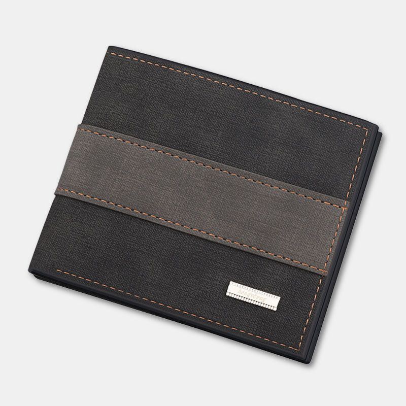 Heren Vintage Kunstleer Multi-slots Card Case Bifold Kleur Bijpassende Korte Portemonnee Portemonnee