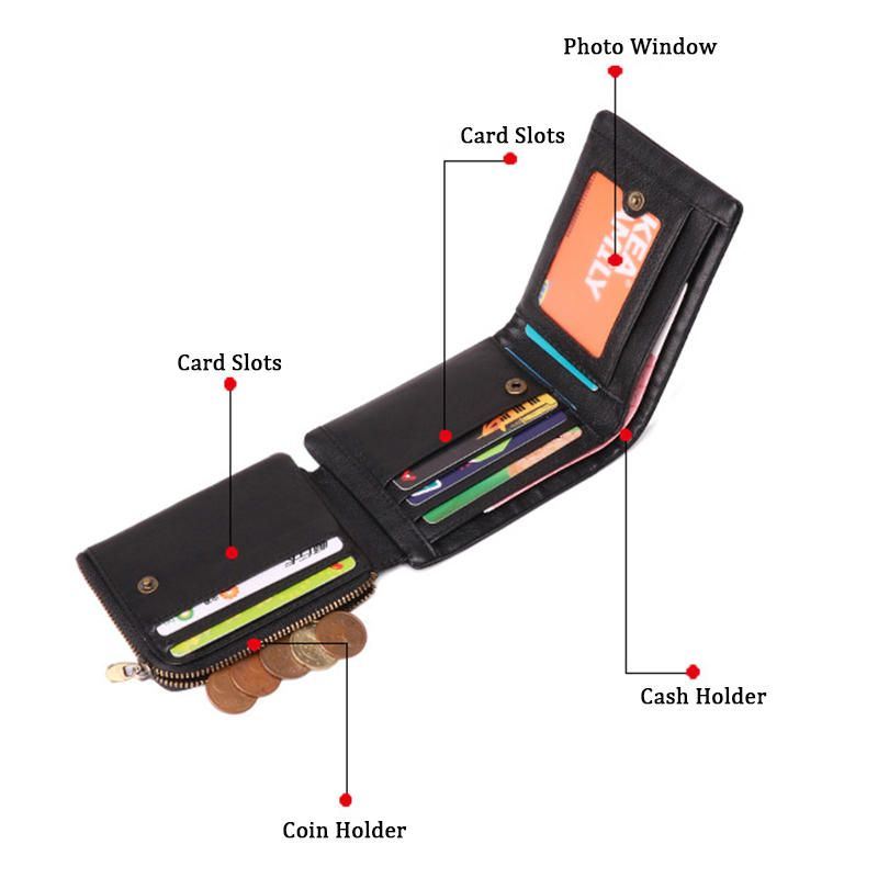 Heren Zakelijke Retro Multi-slot Lederen Korte Portemonnee