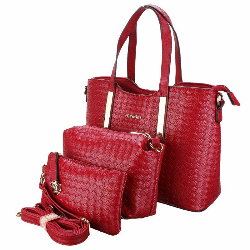 3 Stks/set Dames Lederen Satchel Handtas Schouder Messenger Crossbody Tas