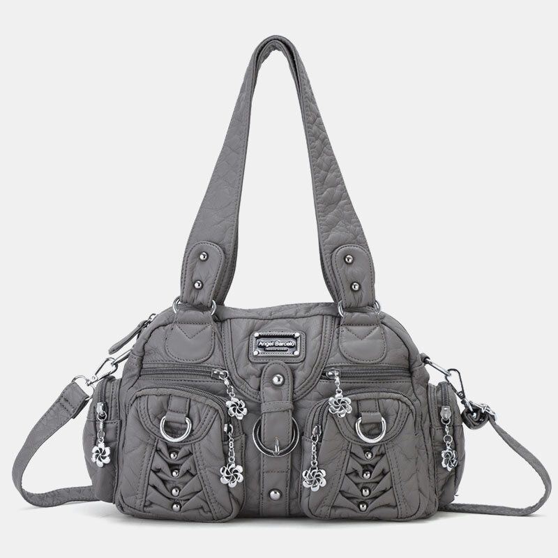 Angel Kiss Dames Pu Leer Multi-carry Effen Kleur Mode Toevallige Schoudertas Crossbody Tas Handtas