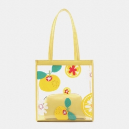 Dames 2 Stuks Waterdichte Transparante Print Fruit Pvc Multi-carry Handtas Tote