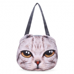 Dames 3d Hond Kat Kut Gezicht Purse Leuke Shopping Tote Schoudertas