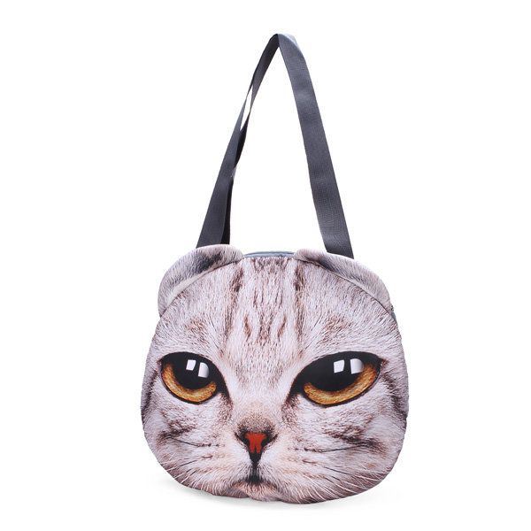 Dames 3d Hond Kat Kut Gezicht Purse Leuke Shopping Tote Schoudertas