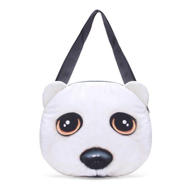 Dames 3d Hond Kat Kut Gezicht Purse Leuke Shopping Tote Schoudertas