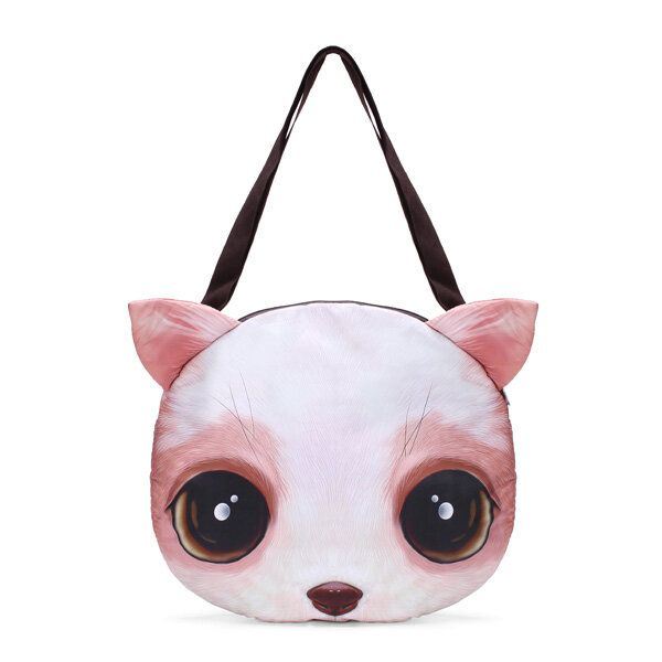 Dames 3d Hond Kat Kut Gezicht Purse Leuke Shopping Tote Schoudertas