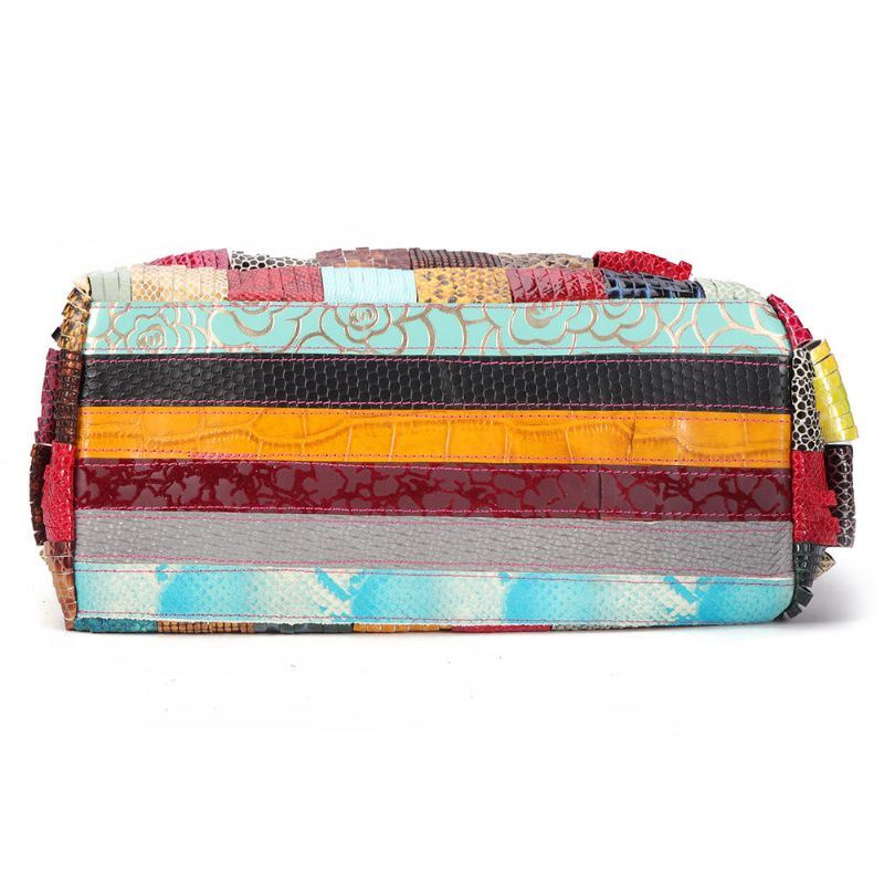 Dames Bohemian Grote Capaciteit Lederen Handtas Patchwork Handgemaakte Crossbody Tassen