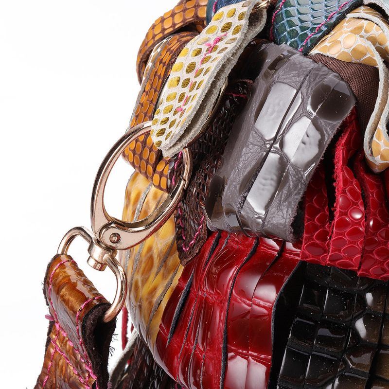 Dames Bohemian Grote Capaciteit Lederen Handtas Patchwork Handgemaakte Crossbody Tassen