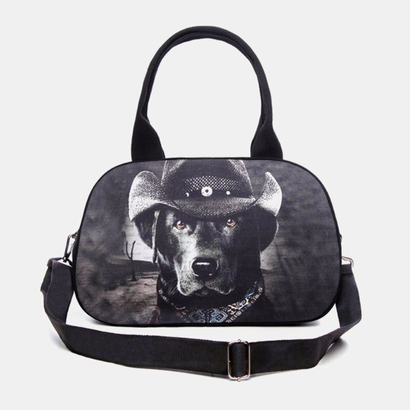 Dames Canvas 3d Driedimensionale Leuke Kat Animal-print Casual Cartoon Handtas Schoudertas Satchel Bag