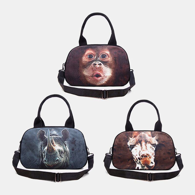 Dames Canvas 3d Driedimensionale Leuke Kat Animal-print Casual Cartoon Handtas Schoudertas Satchel Bag