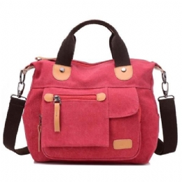 Dames Canvas Casual Grote Capaciteit Functionele Multi Pocket Handtas Schoudertas Crossbody Tas