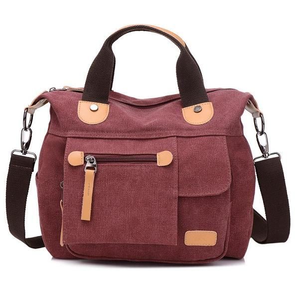 Dames Canvas Casual Grote Capaciteit Functionele Multi Pocket Handtas Schoudertas Crossbody Tas