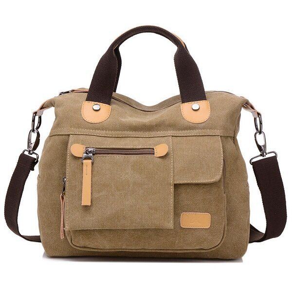 Dames Canvas Casual Grote Capaciteit Functionele Multi Pocket Handtas Schoudertas Crossbody Tas