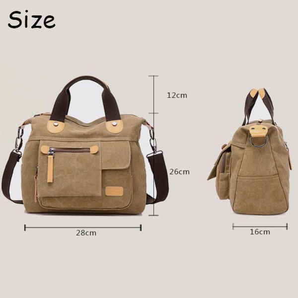 Dames Canvas Casual Grote Capaciteit Functionele Multi Pocket Handtas Schoudertas Crossbody Tas