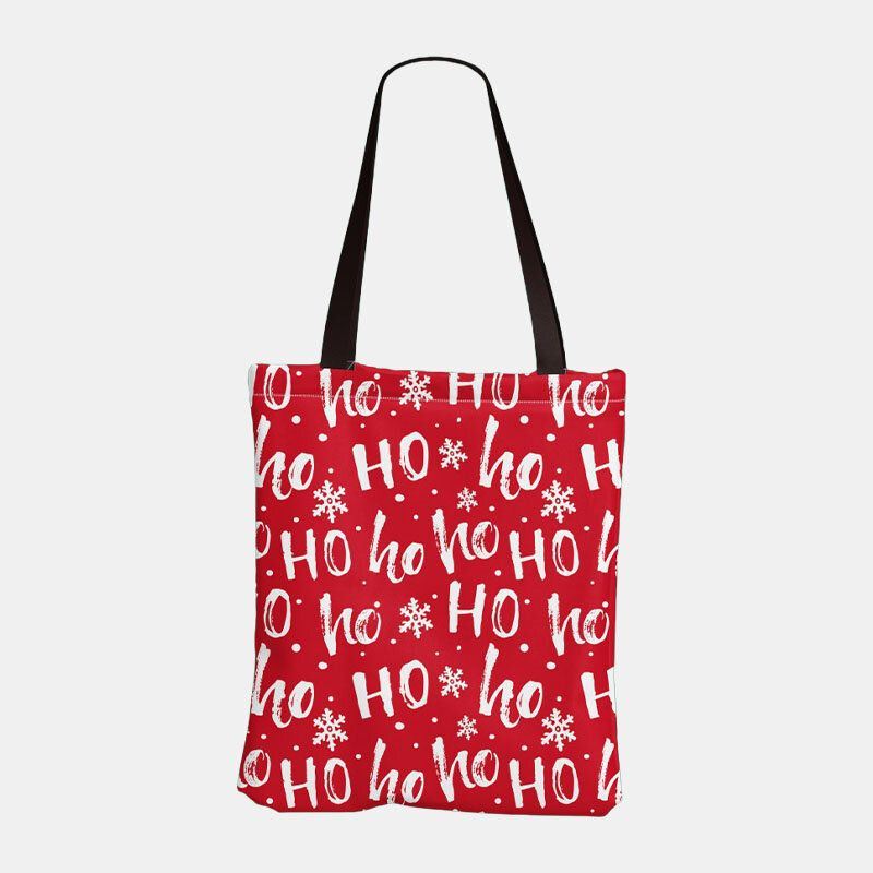 Dames Canvas Feestelijke Kerst Elanden Kerstman Printpatroon Dagelijks Casual Handtas Schoudertas