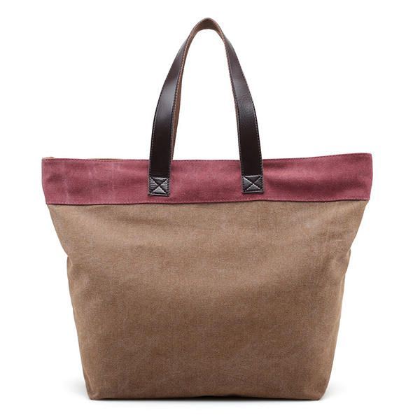 Dames Canvas Hit Kleur Tote Bag Casual Handtas Schoudertas