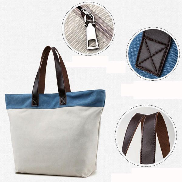 Dames Canvas Hit Kleur Tote Bag Casual Handtas Schoudertas