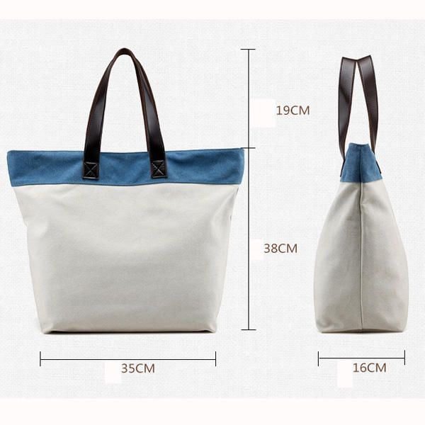 Dames Canvas Hit Kleur Tote Bag Casual Handtas Schoudertas