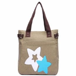 Dames Canvas Star Tote Handtassen Casual Schoudertassen Capaciteit Boodschappentassen