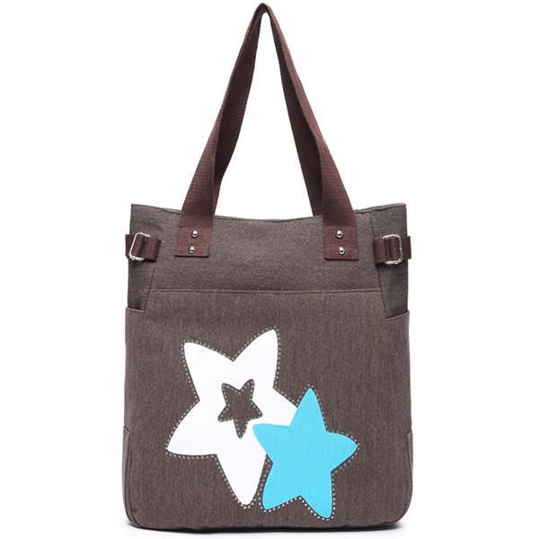 Dames Canvas Star Tote Handtassen Casual Schoudertassen Capaciteit Boodschappentassen