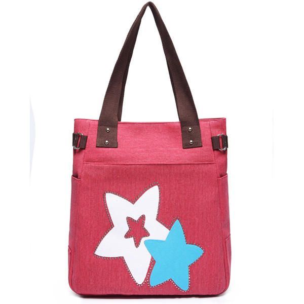 Dames Canvas Star Tote Handtassen Casual Schoudertassen Capaciteit Boodschappentassen