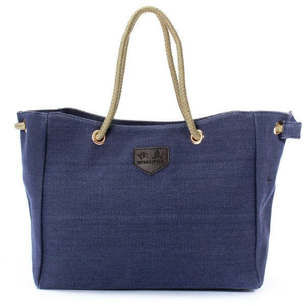 Dames Canvas Touw Tassen Casual Schoudertassen Capaciteit Boodschappentassen