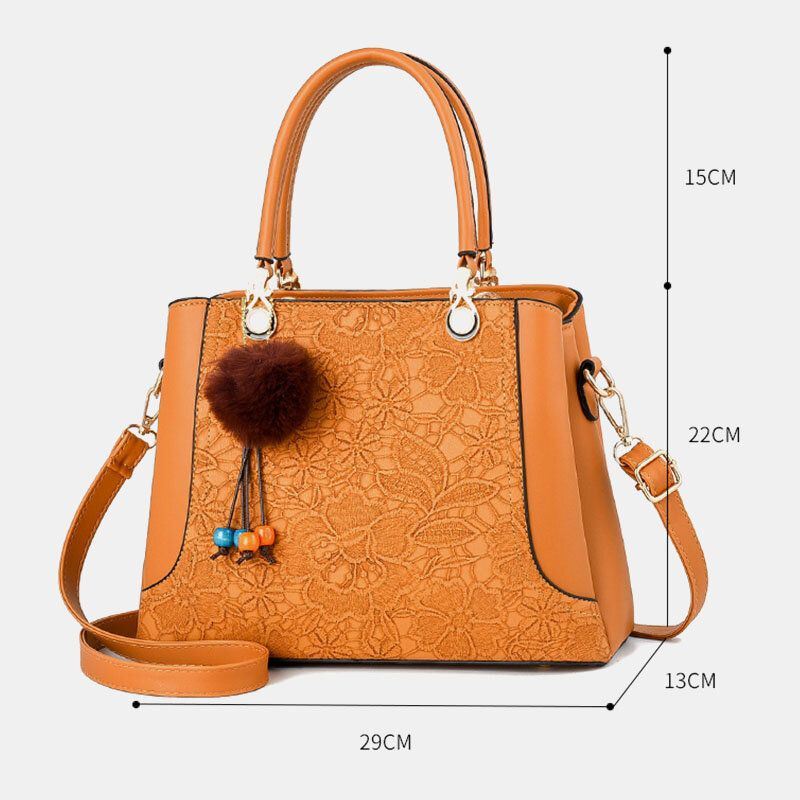 Dames Casual Grote Capaciteit Multi-zakken Faux Zacht Leer Borduurwerk Handtas Crossbody Tas