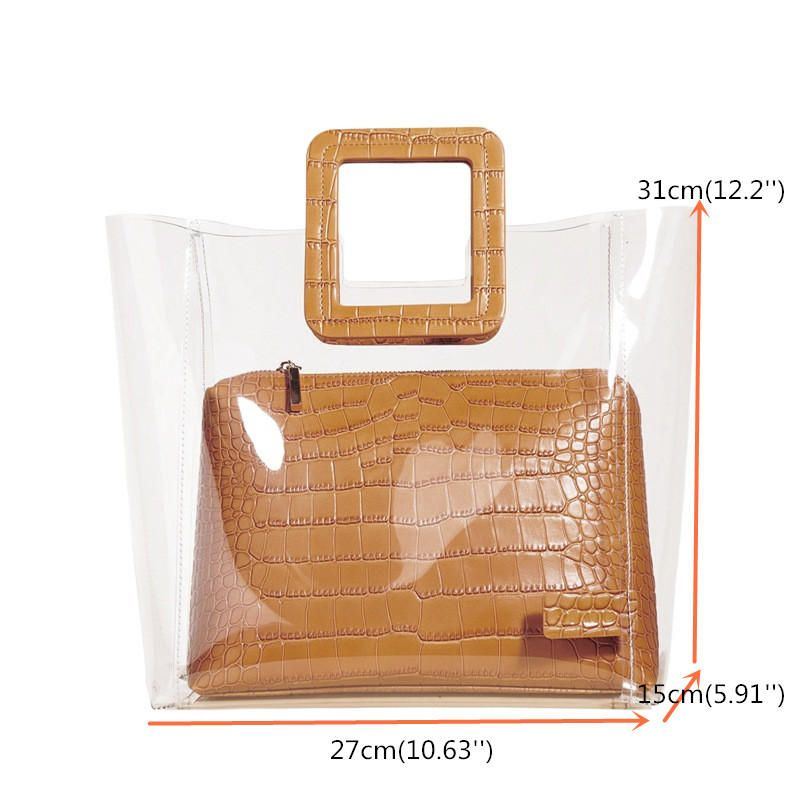 Dames Clear Crocodile Pattern 2 Pieces Handtas