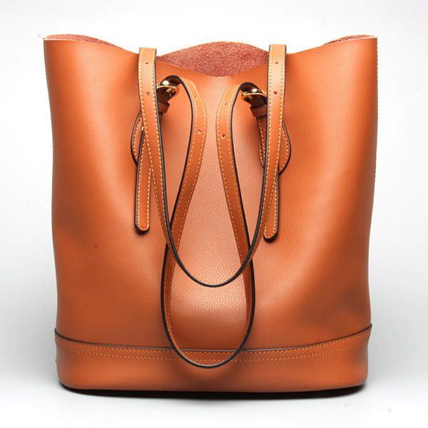 Dames Echt Lederen Handtas High End Tote Bag Bucket Bag