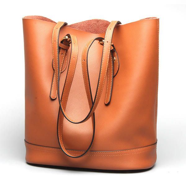 Dames Echt Lederen Handtas High End Tote Bag Bucket Bag