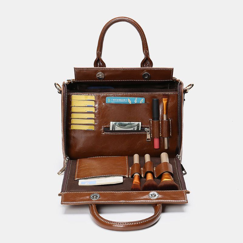 Dames Echt Leer Multifunctionele Crossbody Tas Handtas