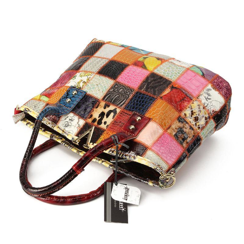 Dames Echt Leer Vintage Tote Handtas Grote Capaciteit Stiksels Crossbody Tas