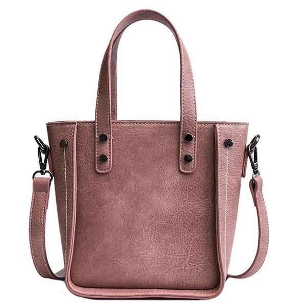 Dames Faux Leather Bucket Bag Solid Leisure Handtas