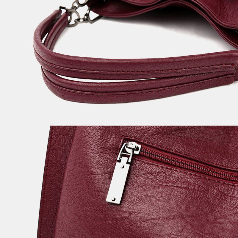 Dames Grote Capaciteit Solid Tassel Tote Bag Crossbody Bag Handtas