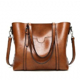 Dames Grote Retro Handtas Lederen Boodschappentas Crossbody Schouder Tote