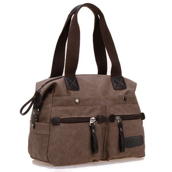 Dames Heren Canvas Multi Pocket Handtassen Casual Kussen Schouder Crossbody Tassen