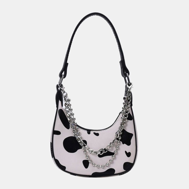 Dames Koe Patroon Casual Stijlvolle Chain Tote Schoudertas Handtas