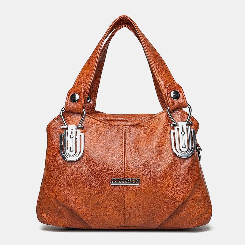 Dames Kunstleer Retro Zakelijk Winkelen Match Grote Capaciteit Multi-carry Handtas Tote Crossbody Tas