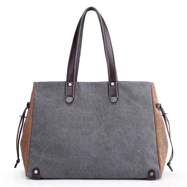 Dames Kwaliteit Canvas Casual Grote Capaciteit Kleurblok Tote Bag Handtas