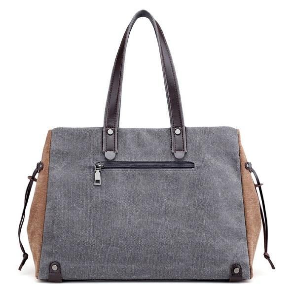 Dames Kwaliteit Canvas Casual Grote Capaciteit Kleurblok Tote Bag Handtas