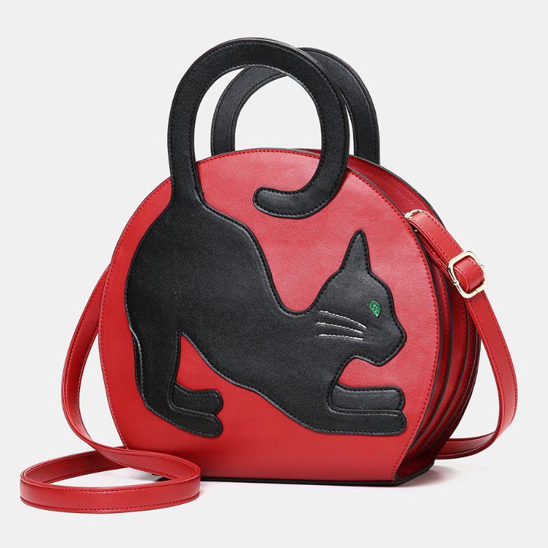 Dames Leuke Kat Patroon Uitbreidbare Handtas Crossbody Tas Mode Tas