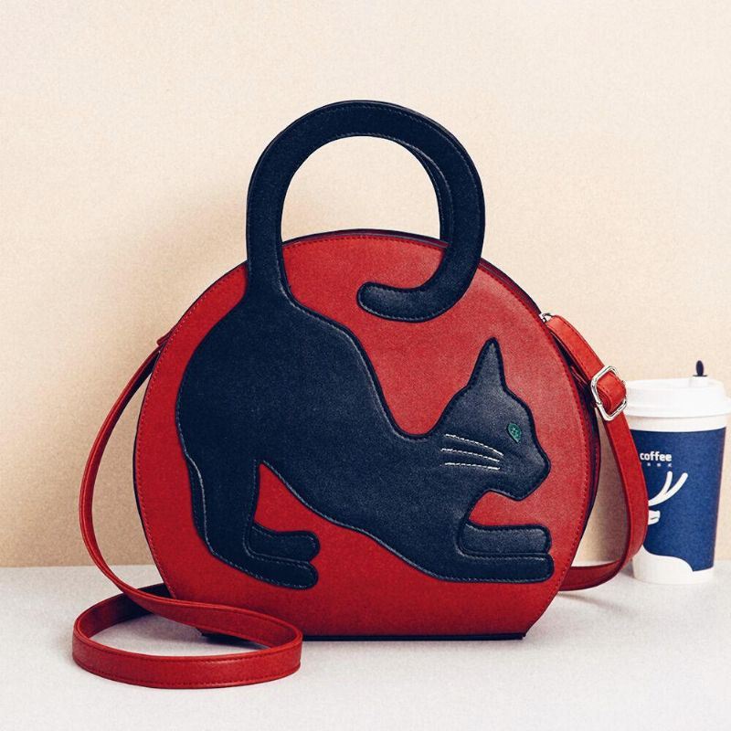 Dames Leuke Kat Patroon Uitbreidbare Handtas Crossbody Tas Mode Tas