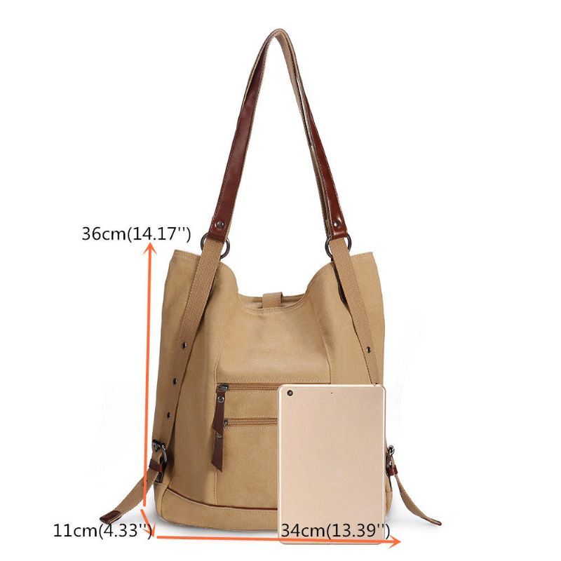 Dames Multi-carry Casual Canvas Handtas Schoudertas Satchel Rugzak