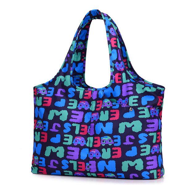 Dames Nylon Handtas Effen Tote Bag Multi Pocket Boodschappentas