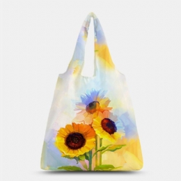 Dames Nylon Tie Dye Zonnebloem Patroon Zomertas Schoudertas Handtas Tote