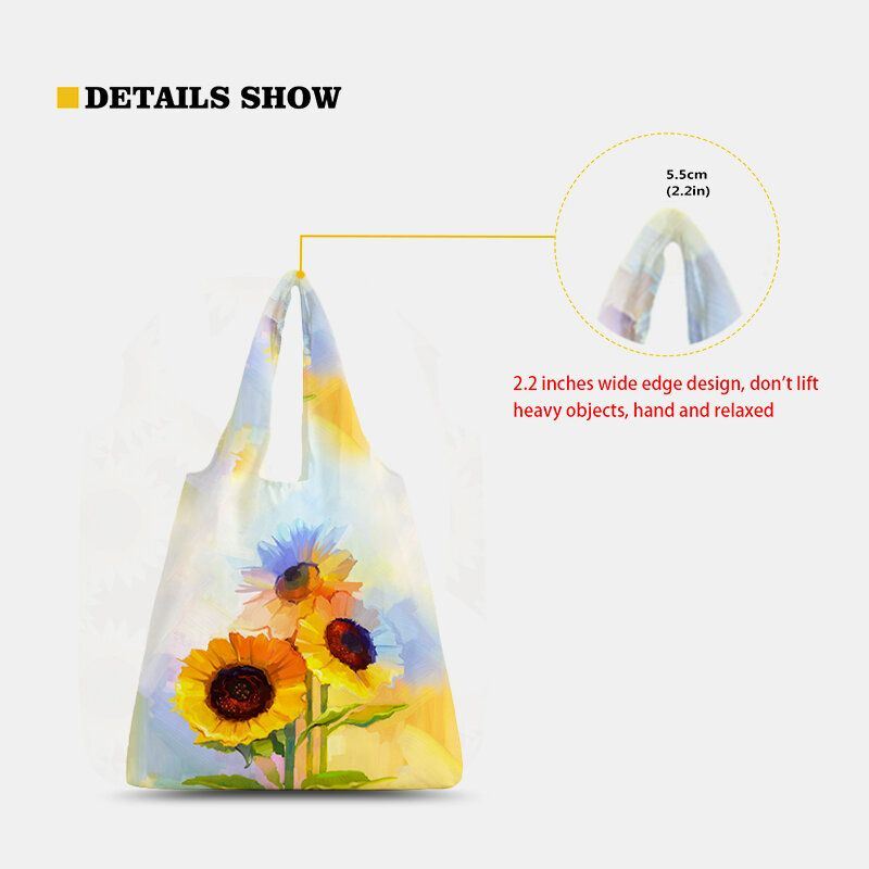 Dames Nylon Tie Dye Zonnebloem Patroon Zomertas Schoudertas Handtas Tote