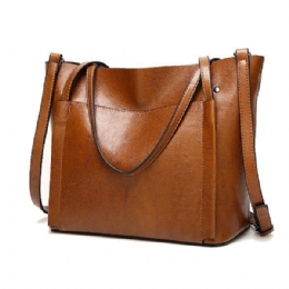 Dames Olie Lederen Tote Handtassen Vintage Schoudertassen Capaciteit Crossbody Tassen