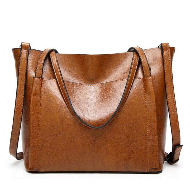 Dames Olie Wax Lederen Grote Handtas Schouder Meisje Reistas Messenger Tote